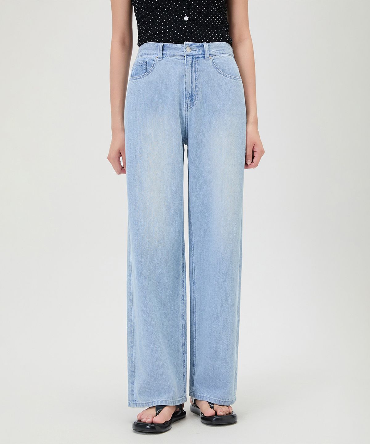 미쏘(MIXXO) Linen Semi Wide Fit Denim