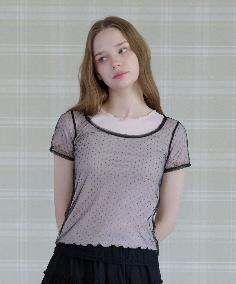 LOLLY DOT LAYERED T-SHIRT_BLACK