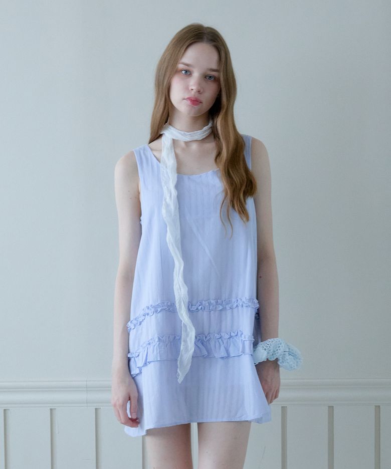 SUNNY DOBBY FRILL DRESS_SKY BLUE