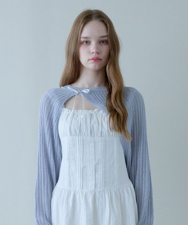 BREEZE RIBBON KNIT BOLERO_SKY BLUE