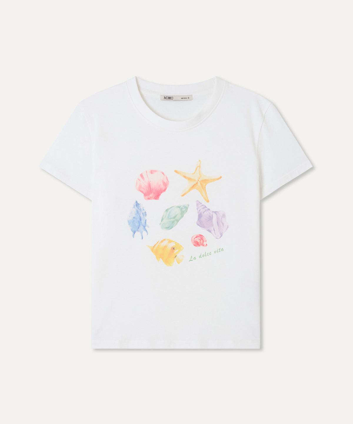 미쏘(MIXXO) 슬림핏 그래픽 티셔츠_MIWHWG743A