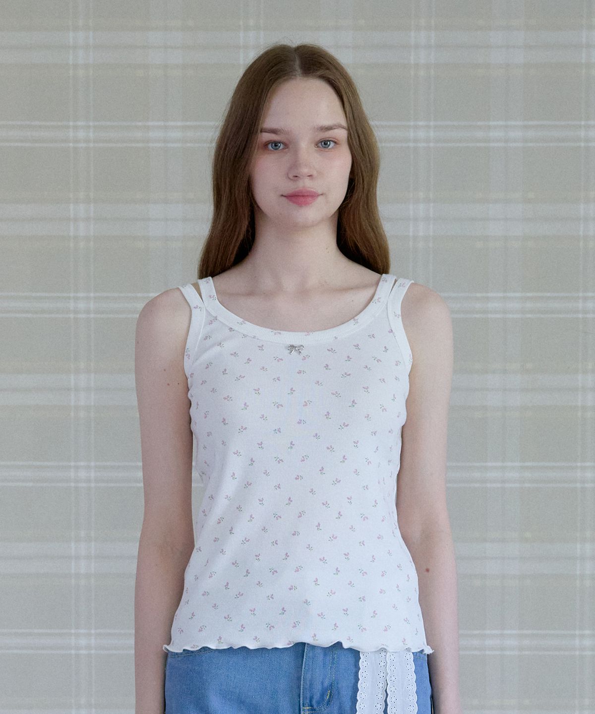 핑크파인애플(PINK PINEAPPLE) LILT FLORAL BUSTIER TOP_IVORY