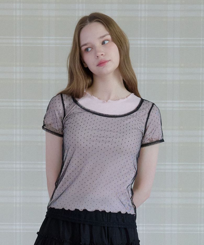 MELLOW RIPPLE FRILL T-SHIRT_PINK