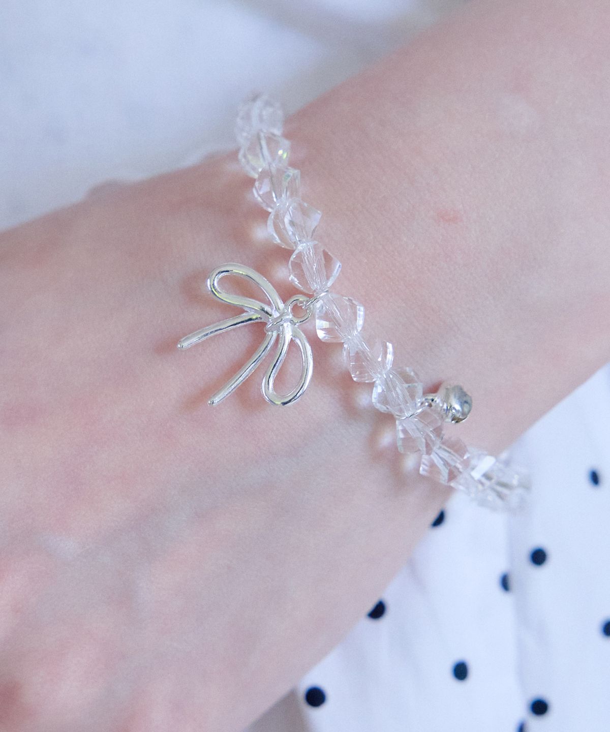 핑크파인애플(PINKPINEAPPLE) TWINKLE RIBBON BEAD BRACELET_WHITE