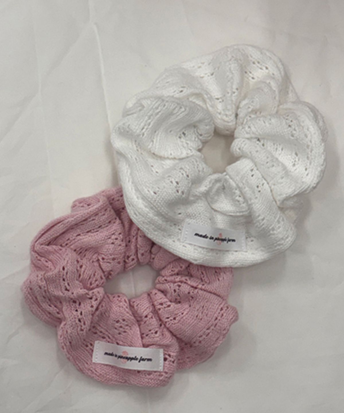 핑크파인애플(PINK PINEAPPLE) [2PCS 1SET] SOFT PUNCHING KNIT SCRUNCHIE_PINK