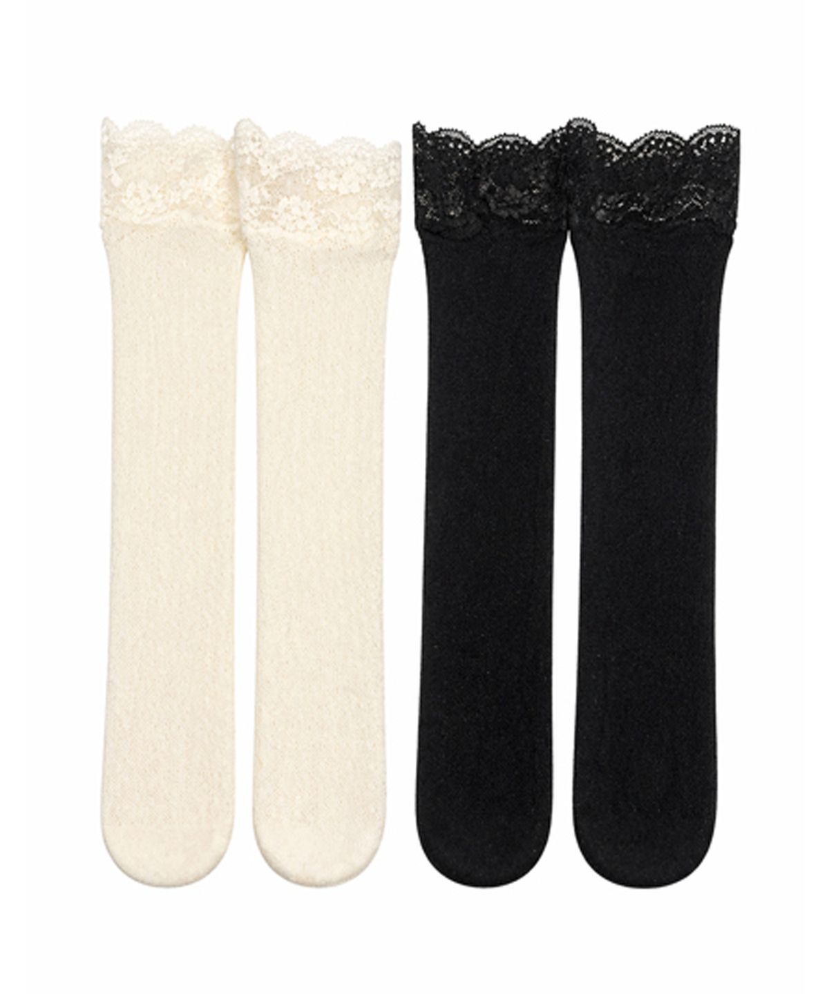 핑크파인애플(PINK PINEAPPLE) [2PCS 1SET] DEWY DOT LACE SOCKS_BLACK