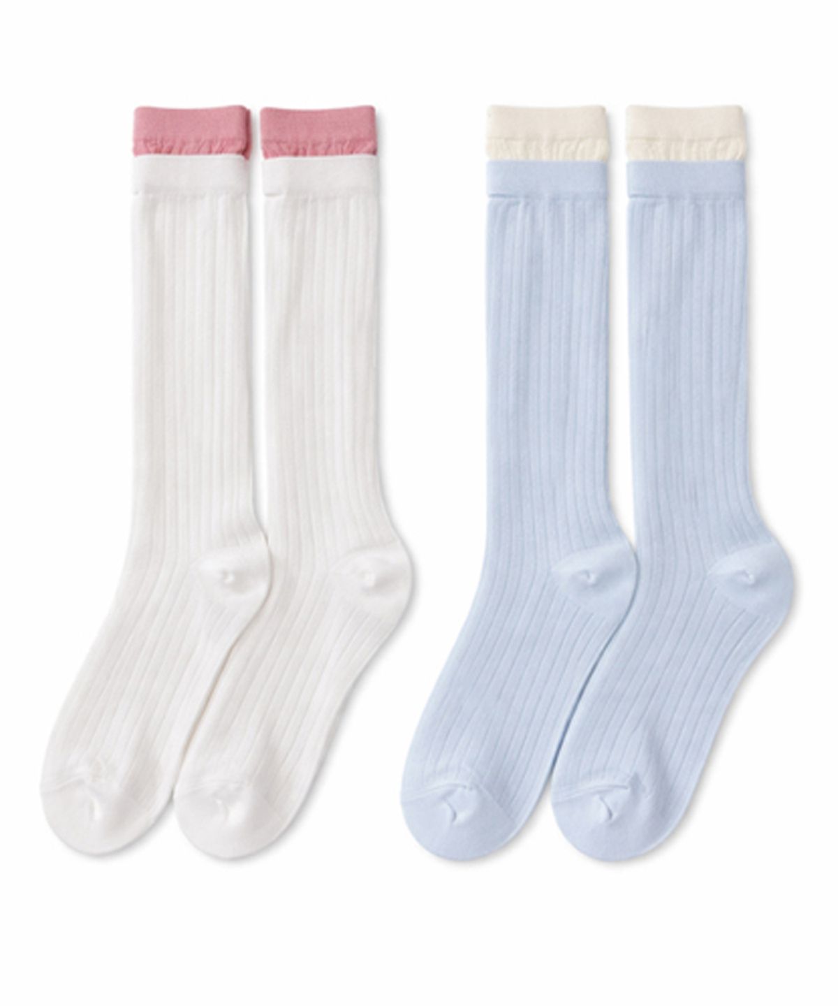 핑크파인애플(PINK PINEAPPLE) [2PCS 1SET] SNUGGLE LAYERED SOCKS_SKY BLUE