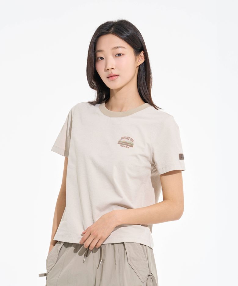 여성 데저트 폴리콧 티셔츠 크림
