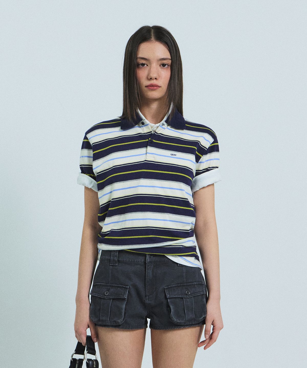 그로브(GROVE) 26SS CARELL STRIPE PIQUE SHIRT (NAVY)