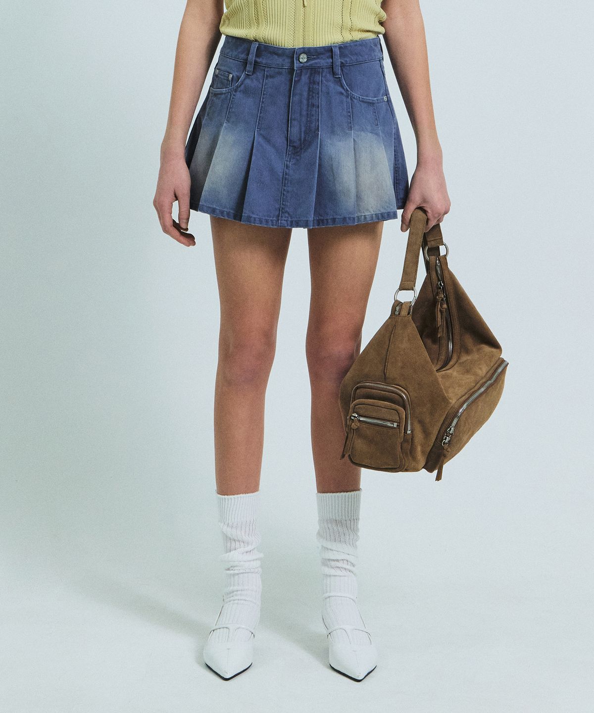 그로브(GROVE) TASHA DENIM SKIRT PANTS (BLUE)
