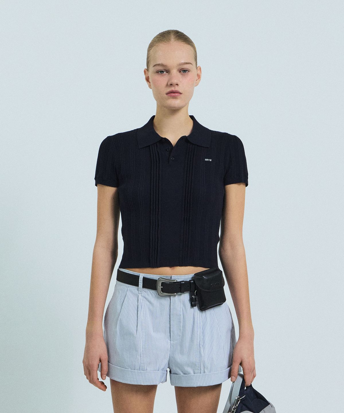 그로브(GROVE) PETAL COLLAR KNIT (NAVY)