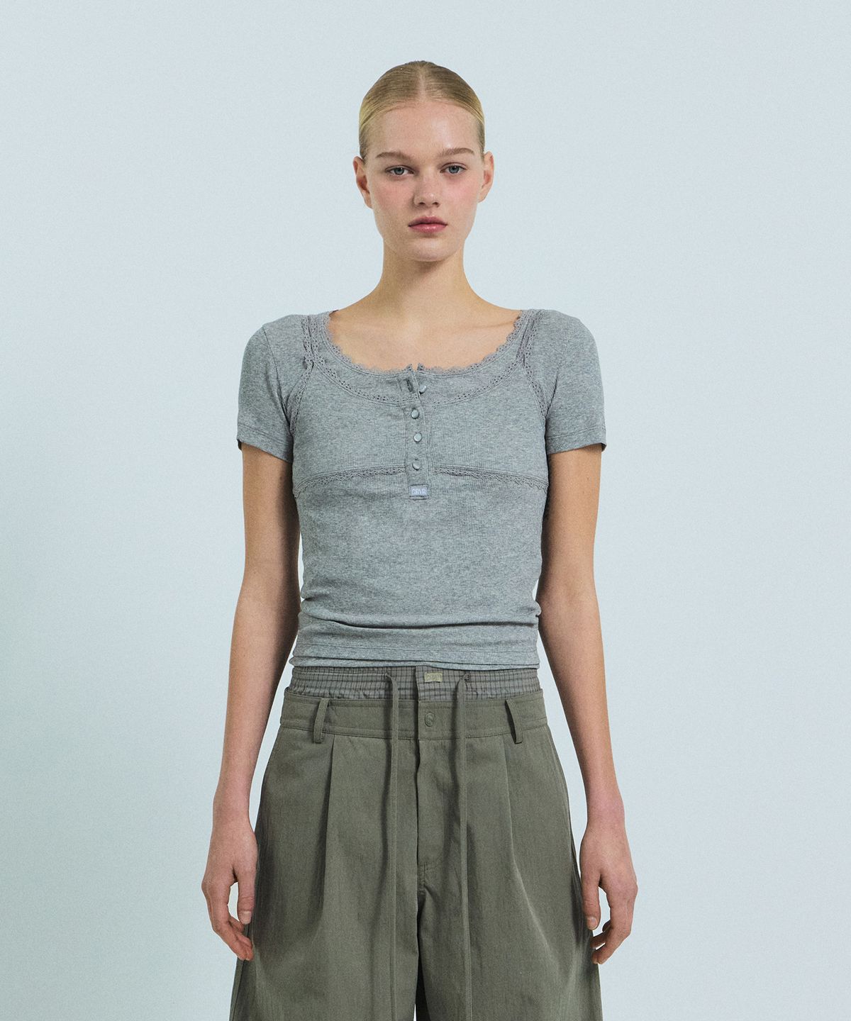 그로브(GROVE) RINA H/S T-SHIRT (MELANGE GRAY)
