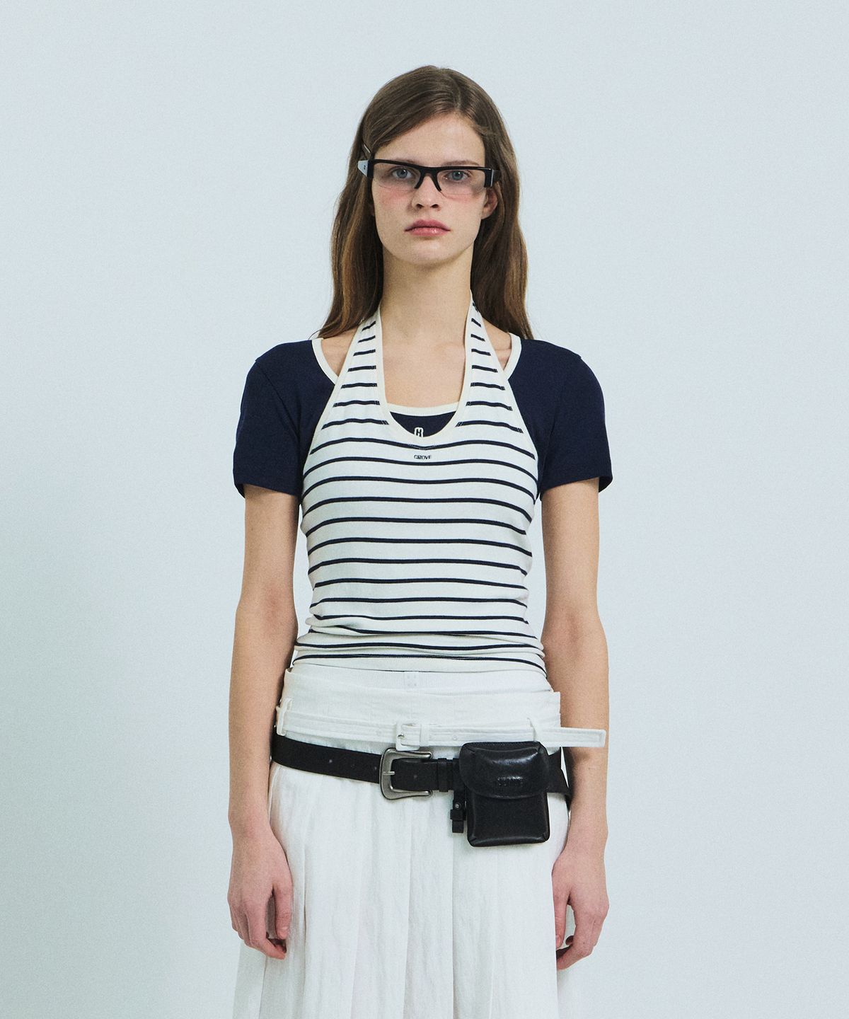 그로브(GROVE) SERA STRIPE HALTER TOP (WHITE)