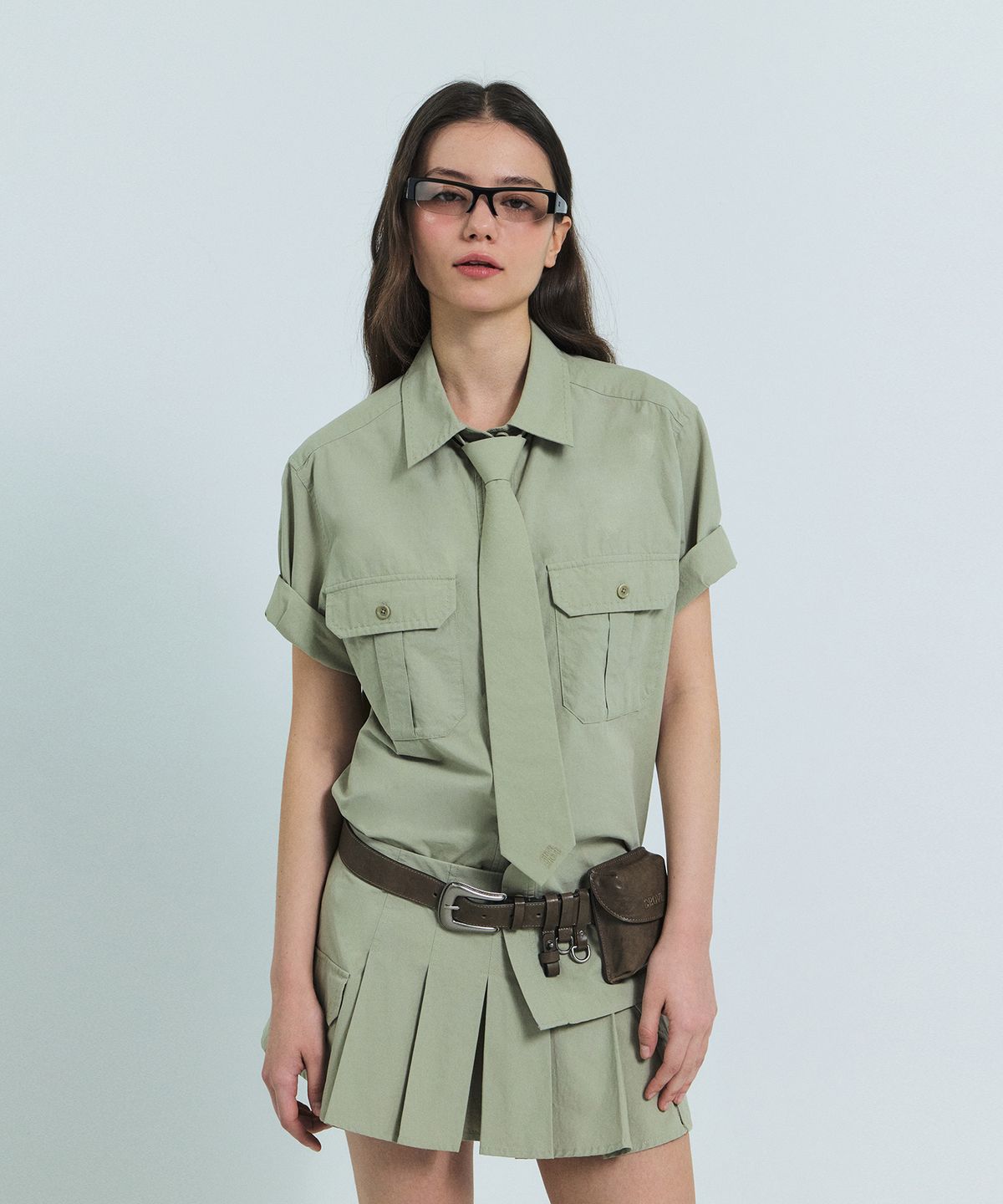 그로브(GROVE) MANON TIE SHIRT (BEIGE)