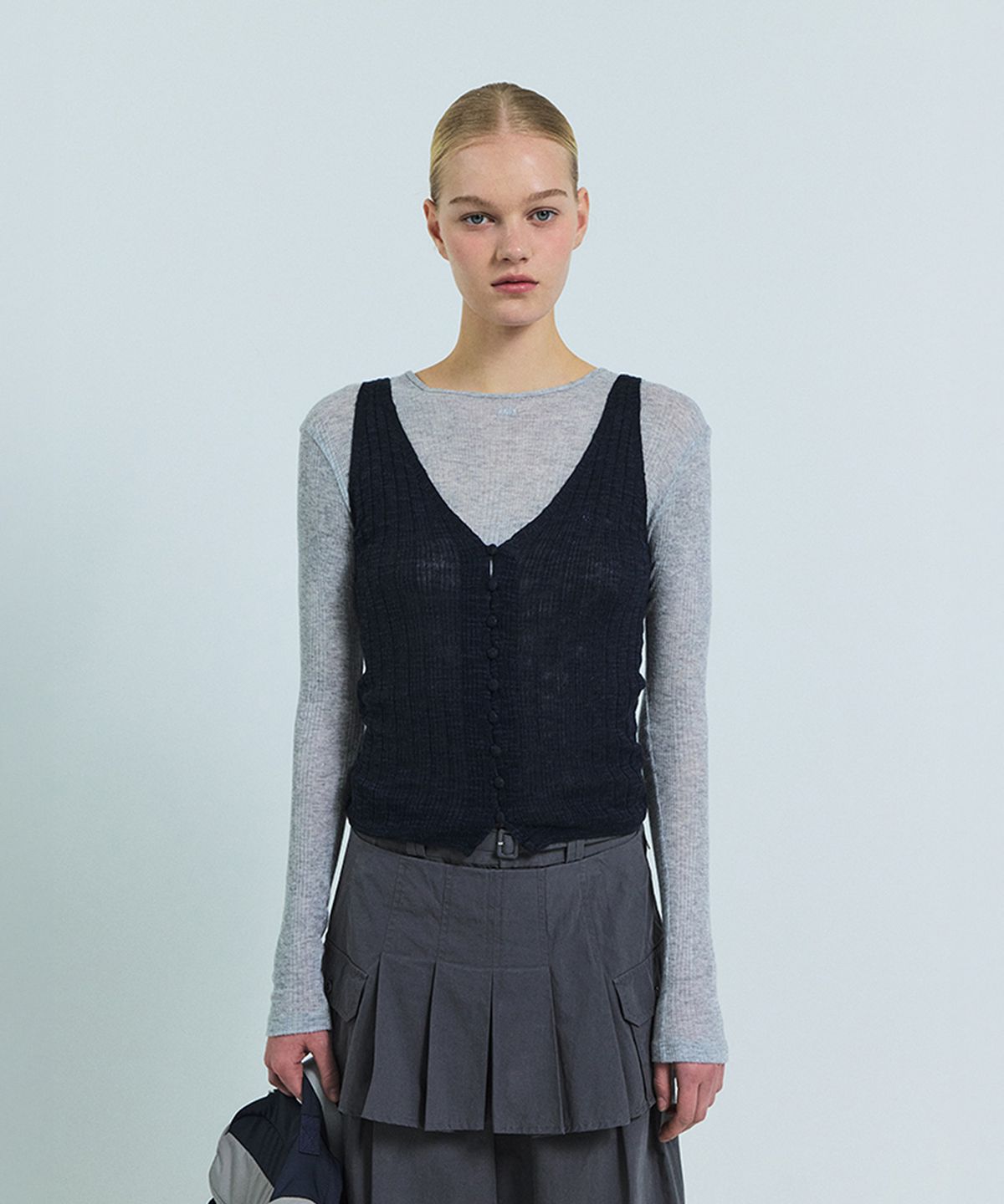 그로브(GROVE) GABY KNIT SLEEVELESS (NAVY)
