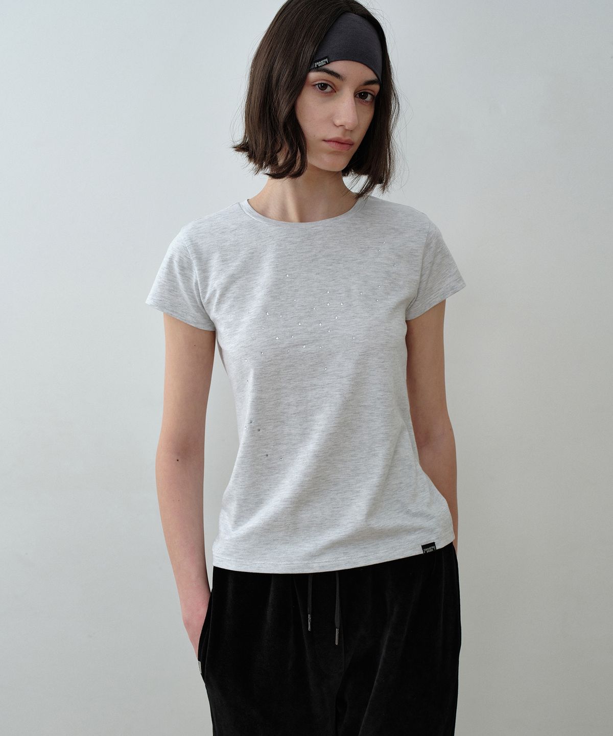시메트릭 퍼센트(SYMMETRICPERCENT) Sprinkled Stars T-shirt / Melange Grey