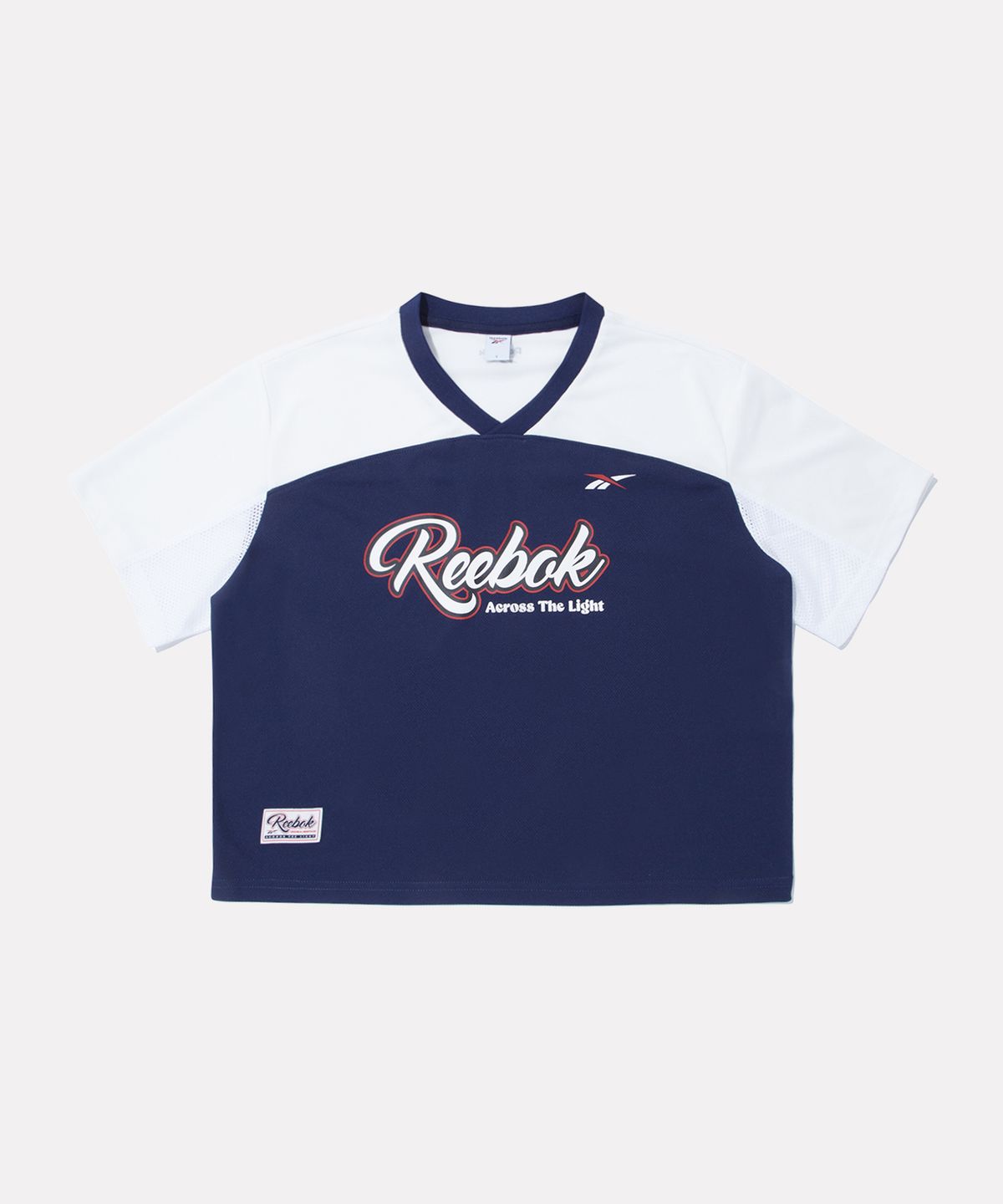 리복(REEBOK) 어센틱 로고 컬러블록 반팔티 (W) - 네이비