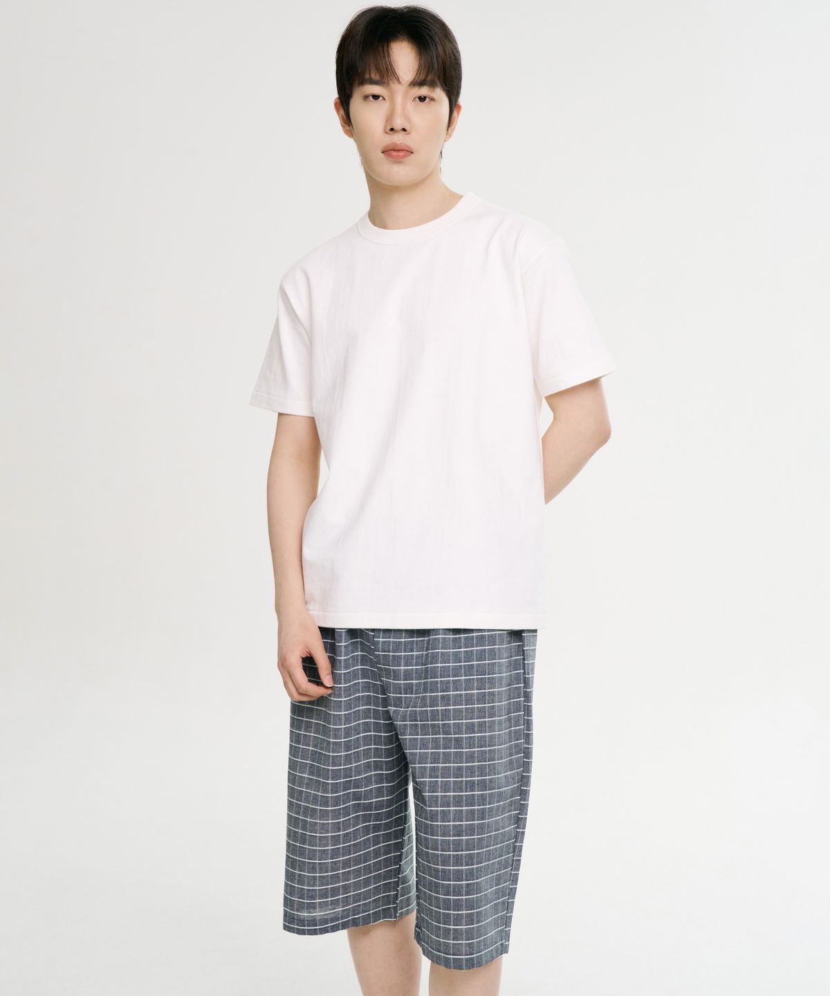 메이플라워(MAY FLOWER) 그레이 S.체크 7부 순면 남성 잠옷 파자마 바지