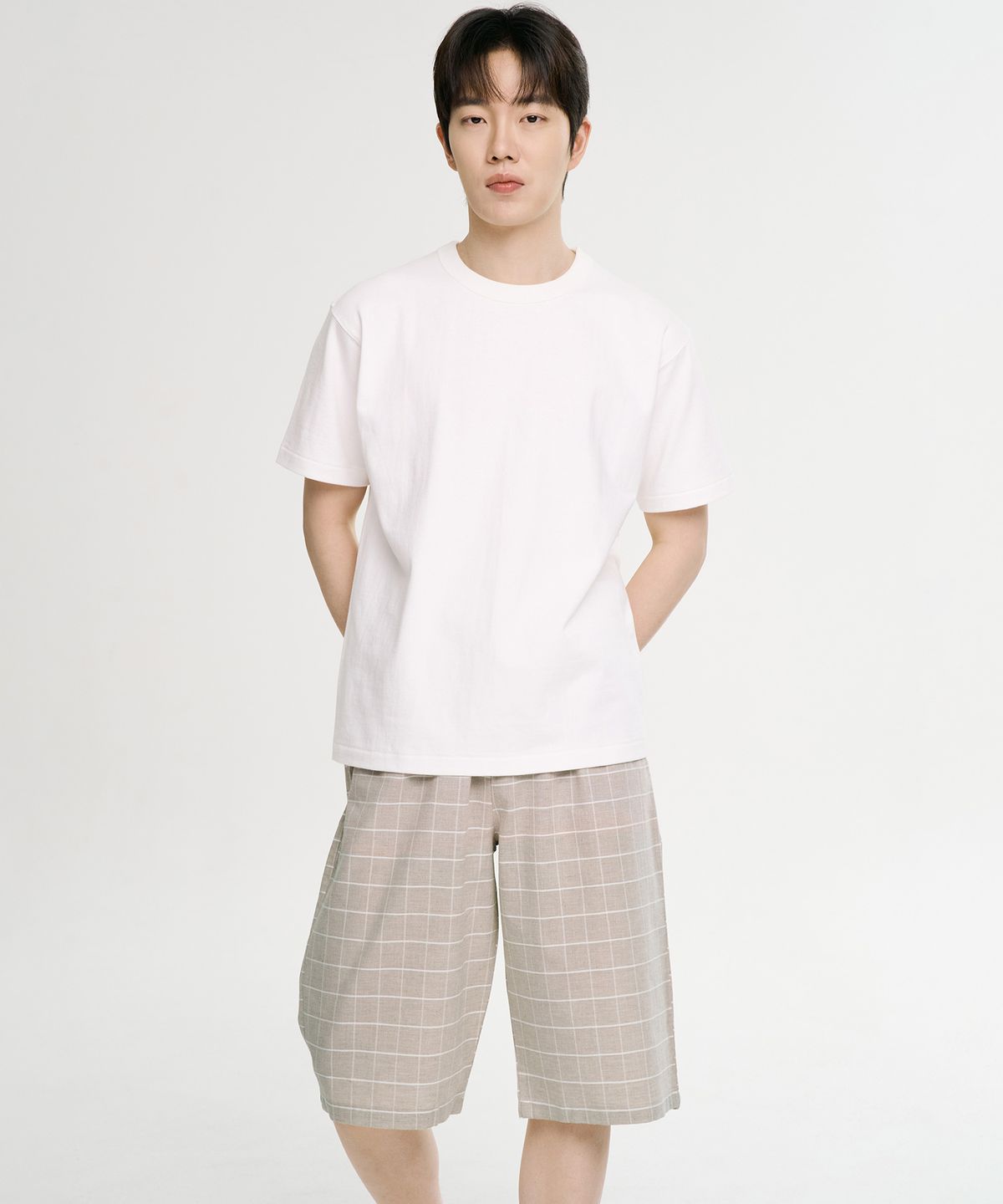 메이플라워(MAY FLOWER) 베이지 M.체크 7부 순면 남성 잠옷 파자마 바지