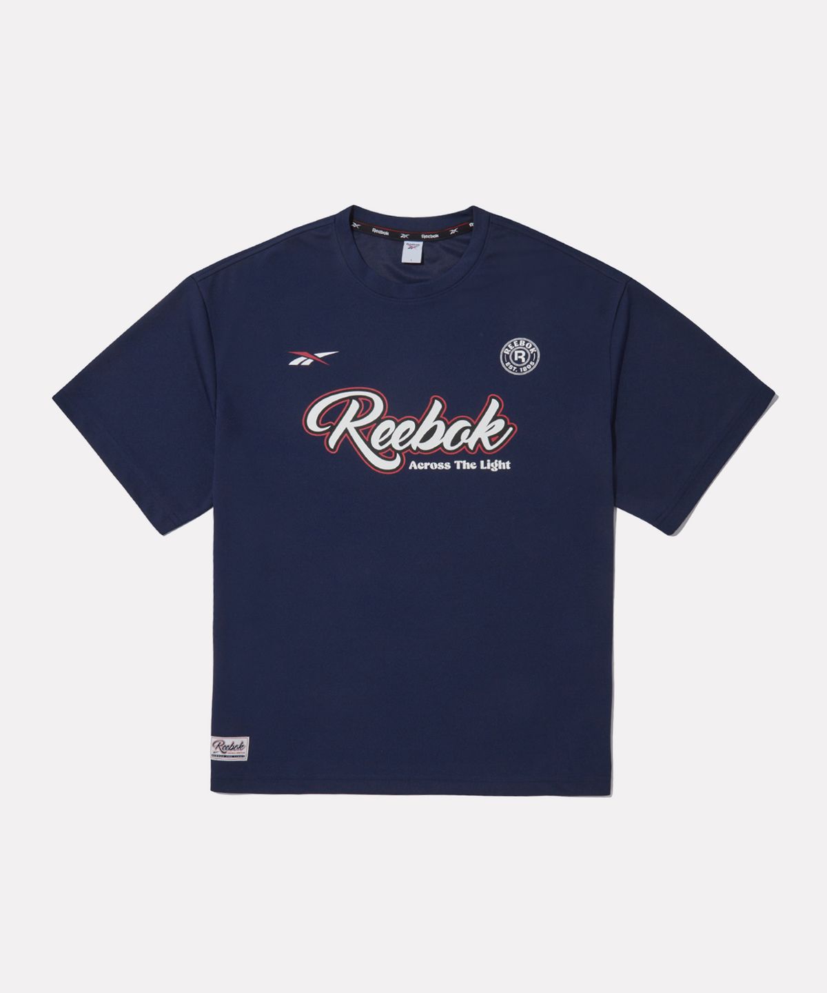 리복(REEBOK) 어센틱 로고 쿨링 반팔티 - 네이비