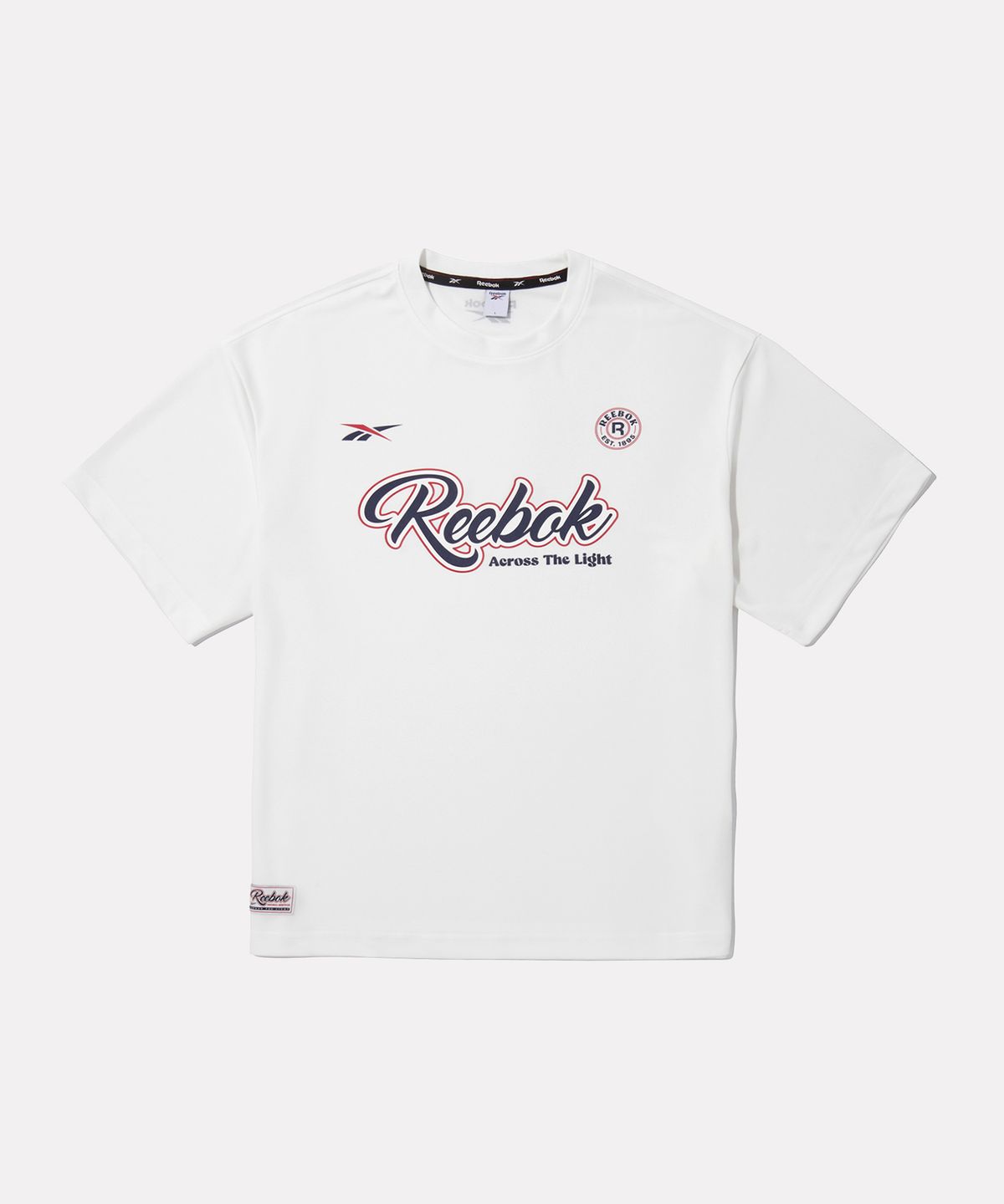 리복(REEBOK) 어센틱 로고 쿨링 반팔티 - 오프 화이트