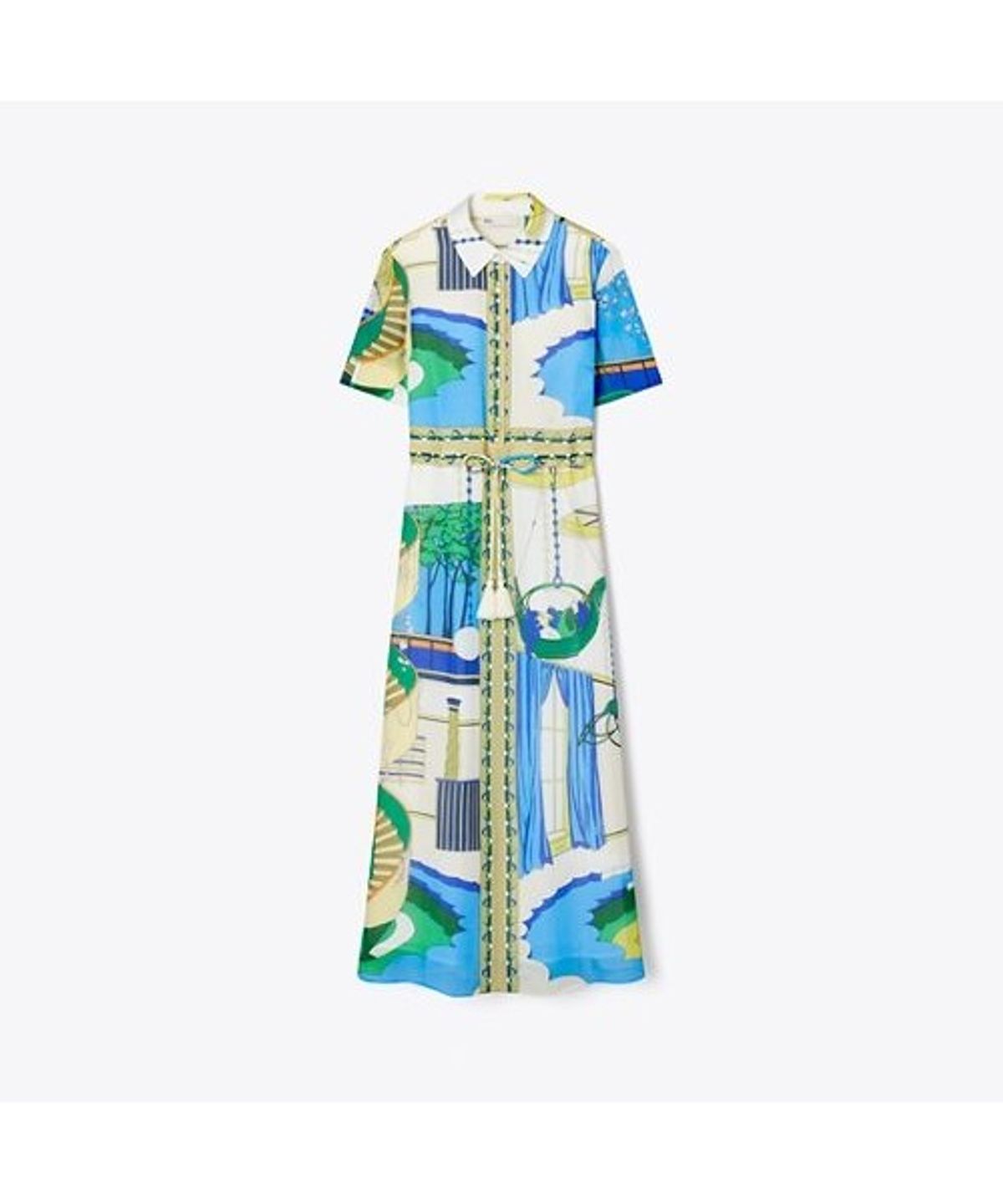 토리버치(TORYBURCH) 프린티드 셔츠 드레스 - 더 풀 블루
