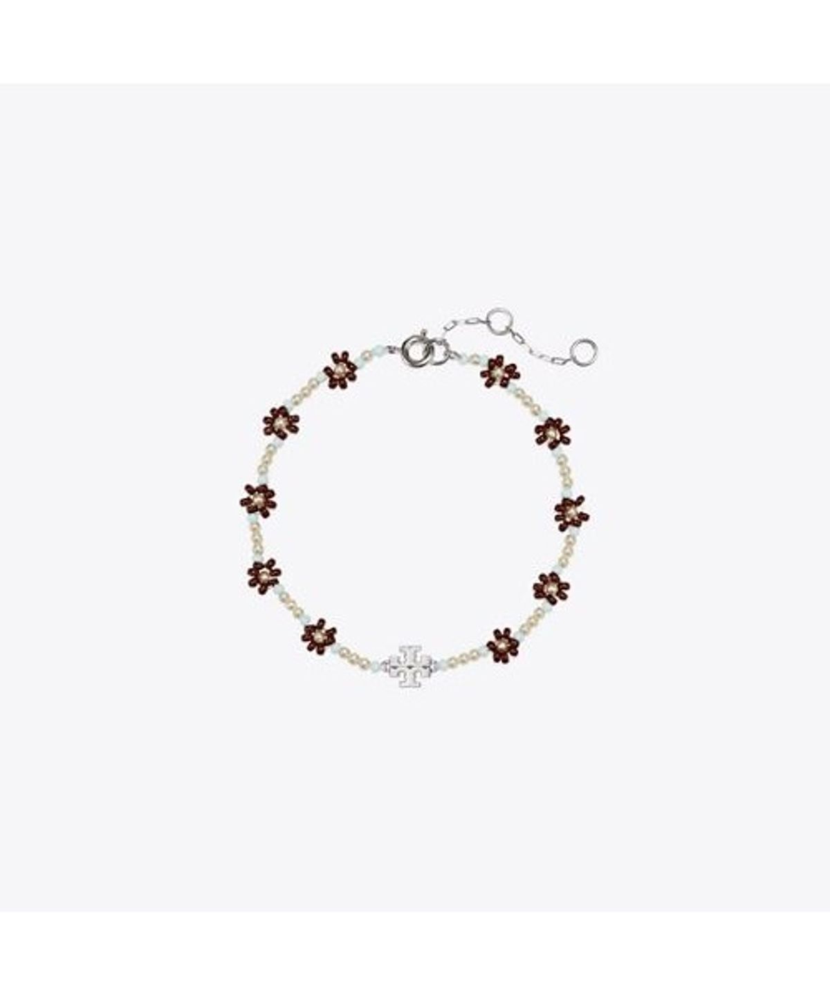 토리버치(TORYBURCH) 큐리오시티 비디드 플라워 브레이슬릿 - 다크 브라운