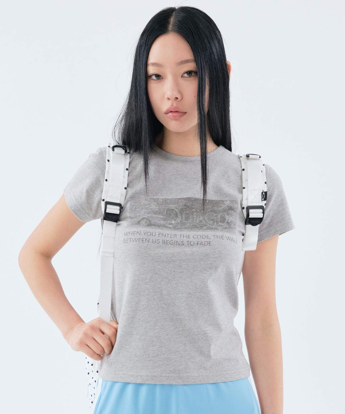 노이아고(NOIAGO) [최소윤X노이아고] NOI1856 박스 프린팅 티셔츠 (그레이)