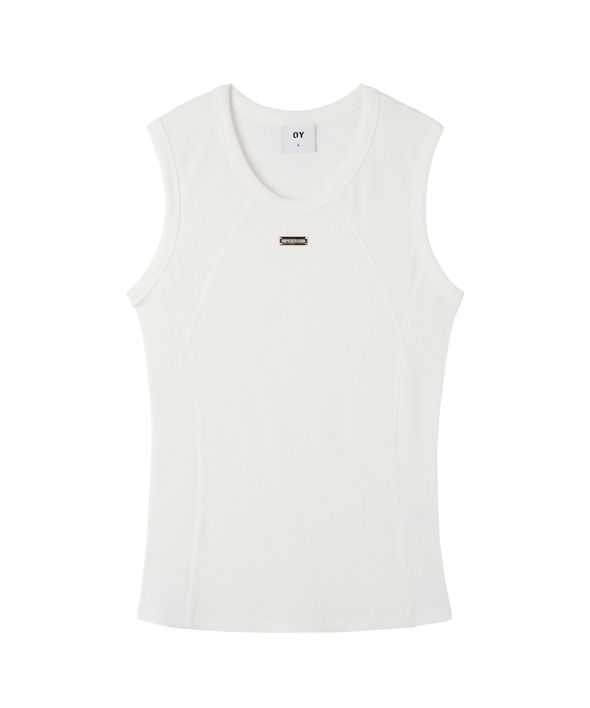 오픈야드(오와이)(OPENYARD(OY)) METAL LOGO CUTLINE SLEEVELESS - WHITE