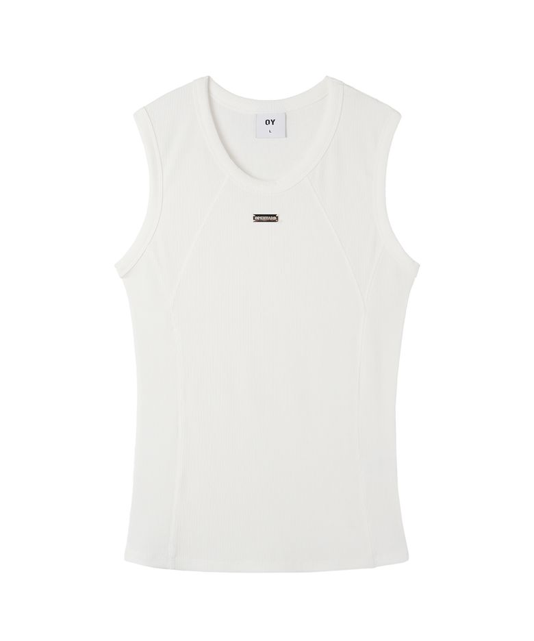 METAL LOGO CUTLINE SLEEVELESS - WHITE
