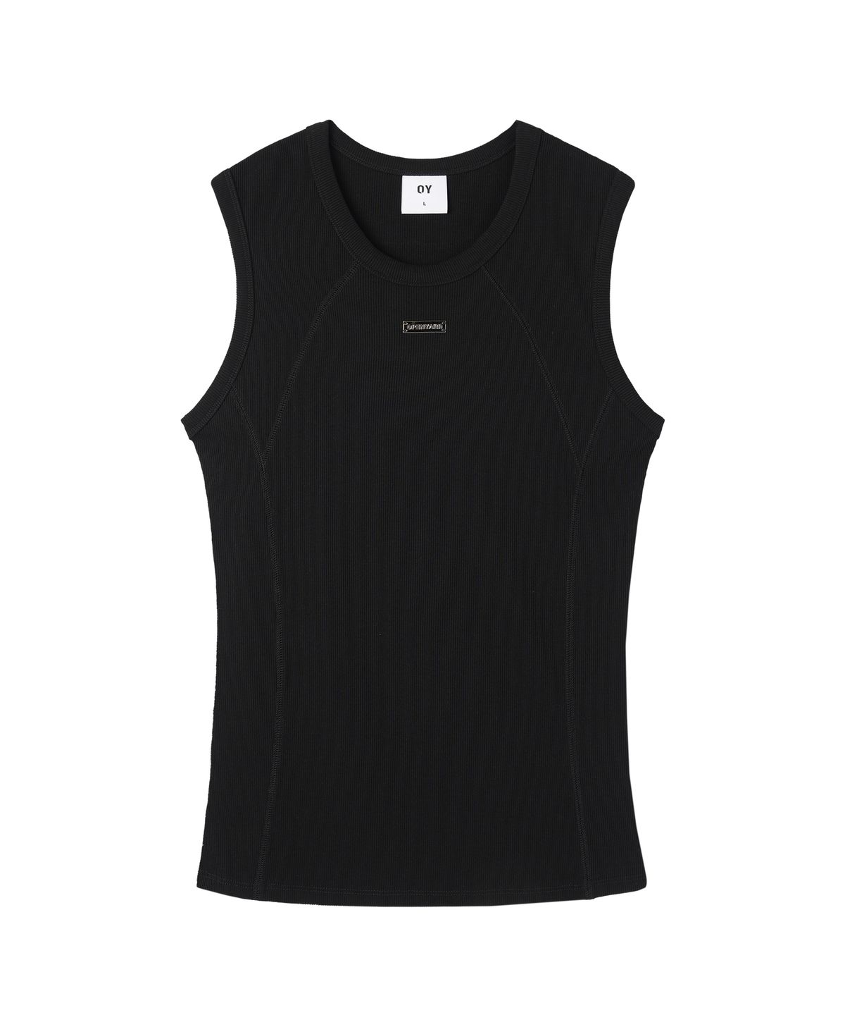 오픈야드(오와이)(OPENYARD(OY)) METAL LOGO CUTLINE SLEEVELESS - BLACK
