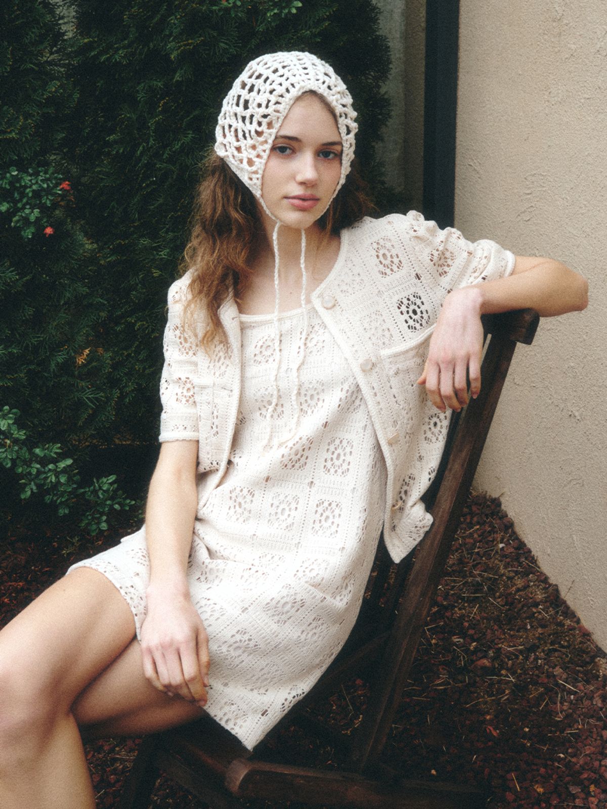 르니나(LENINA) ALLEN puff sleeve crochet jacket_BEIGE