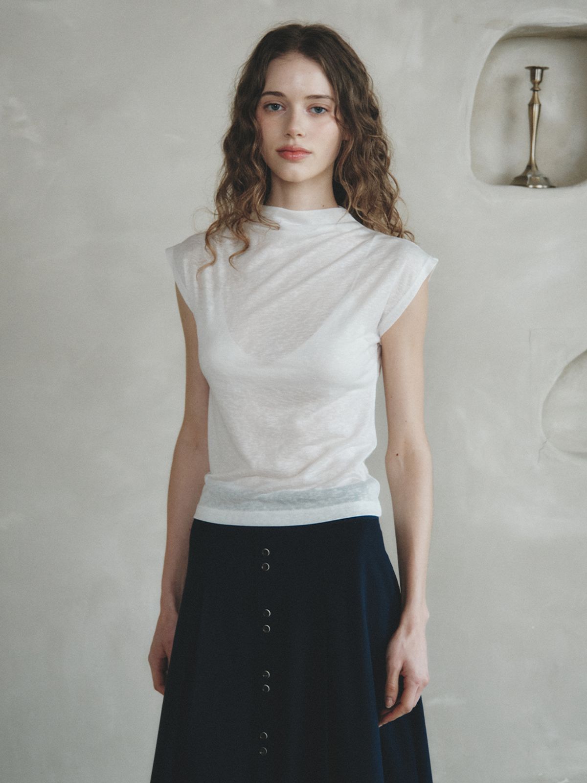 르니나(LENINA) MARGARET half turtleneck T-shirt_IVORY