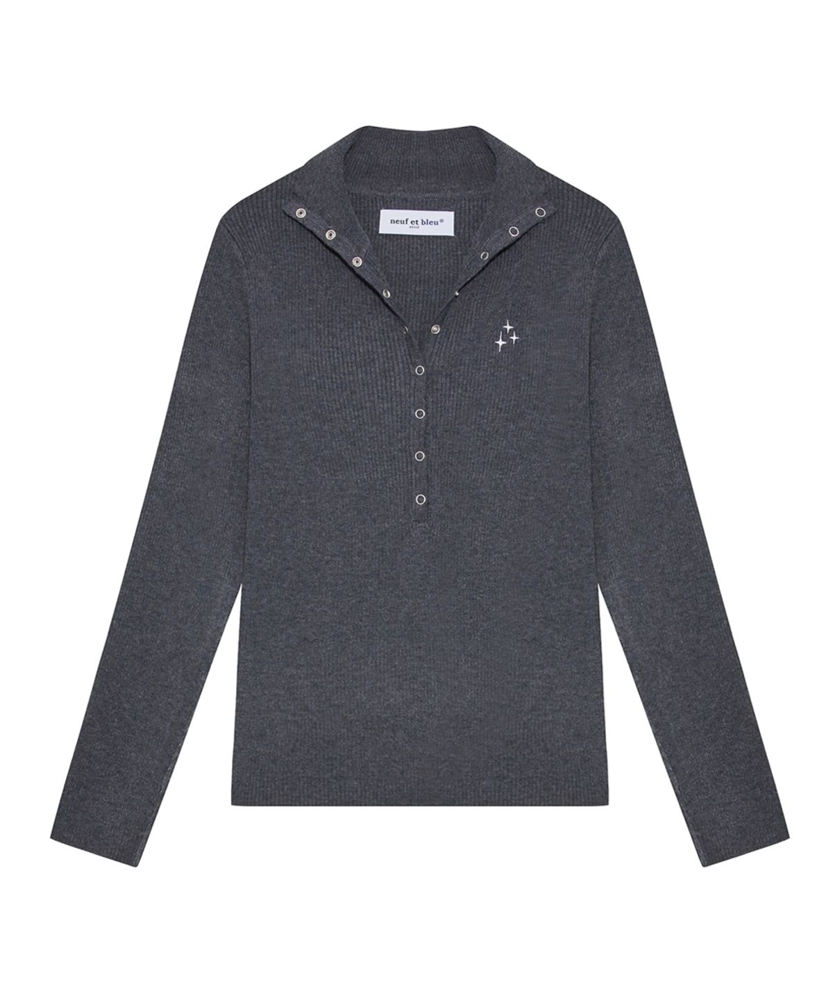 누프에블루(NEUFETBLEU) NEB snap knit (chacoal)