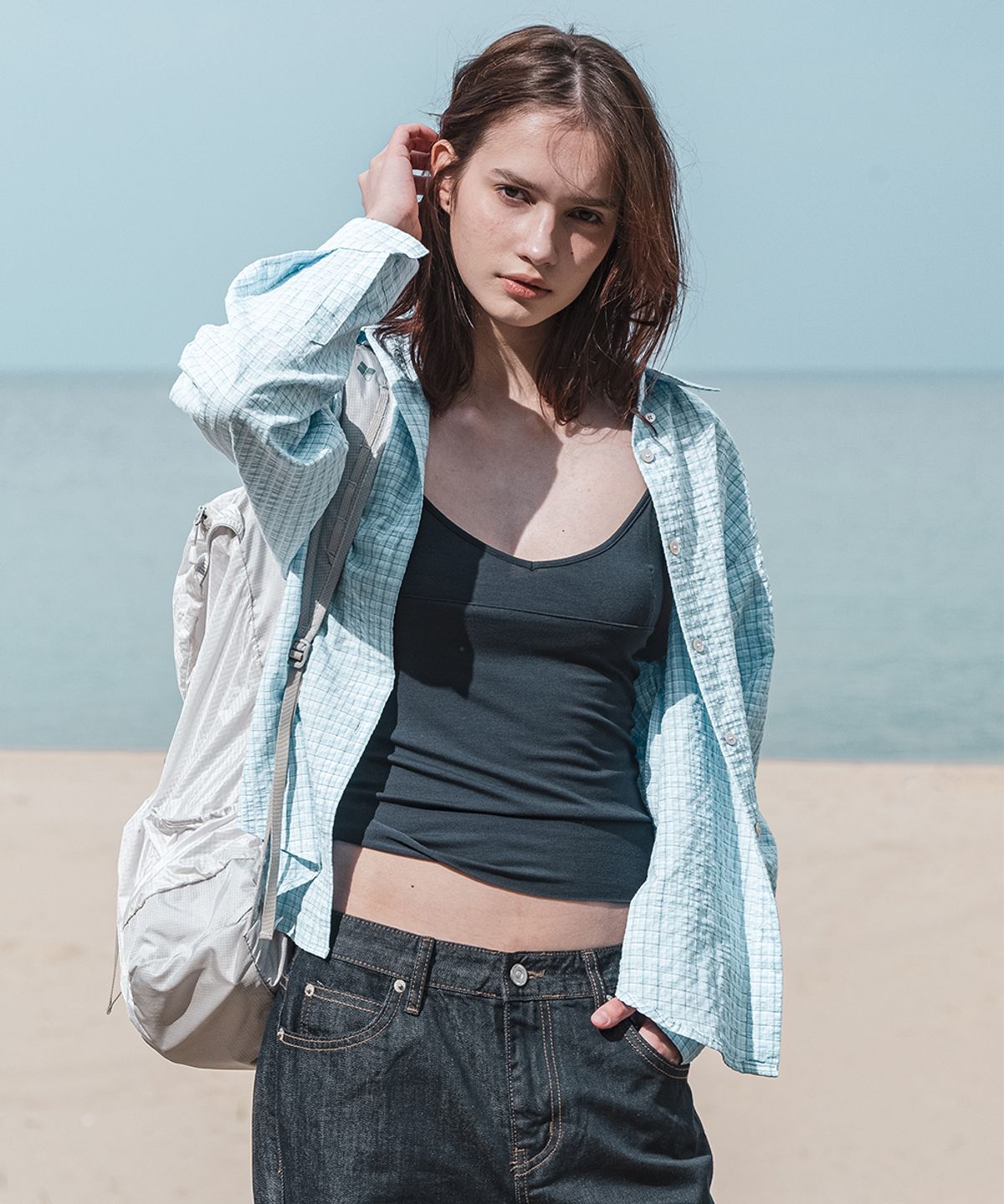 108파운드(108POUND) Picnic Check Shirt_Sky Blue