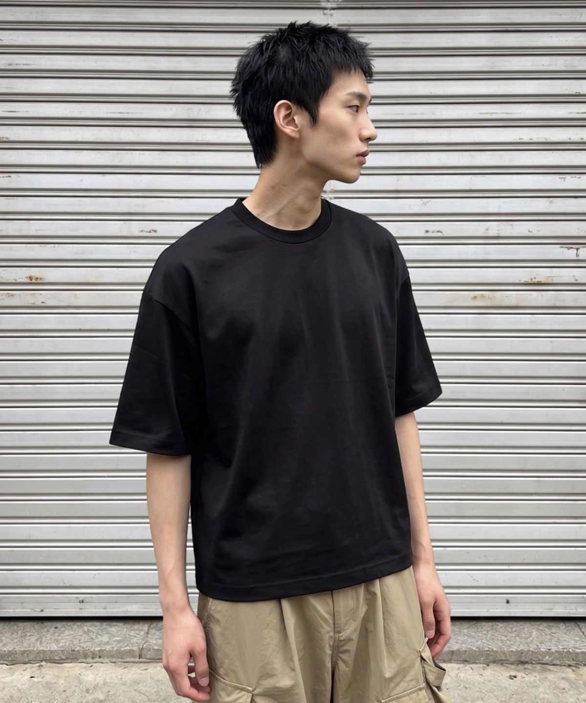언더오프(UNDEROFF) 오버핏 쿨드라이 뒷절개 반팔 티셔츠 블랙