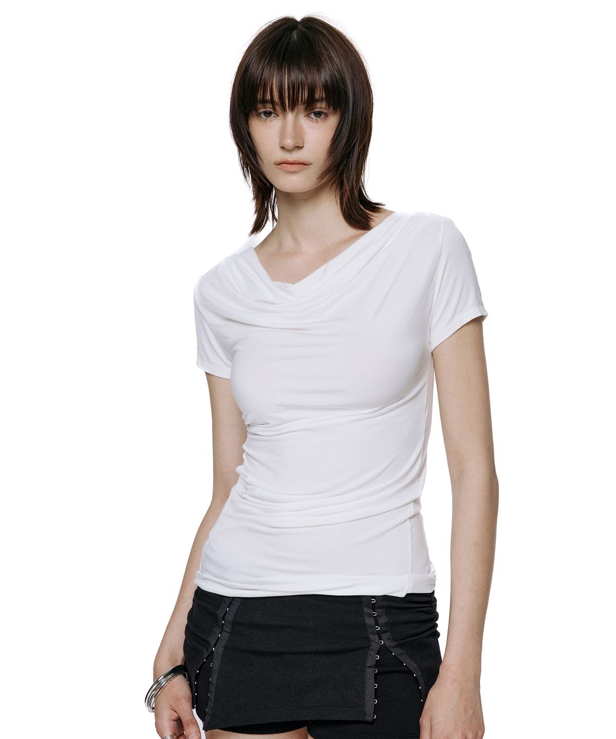 락케이크(ROCKCAKE) Drape Essential Top - White