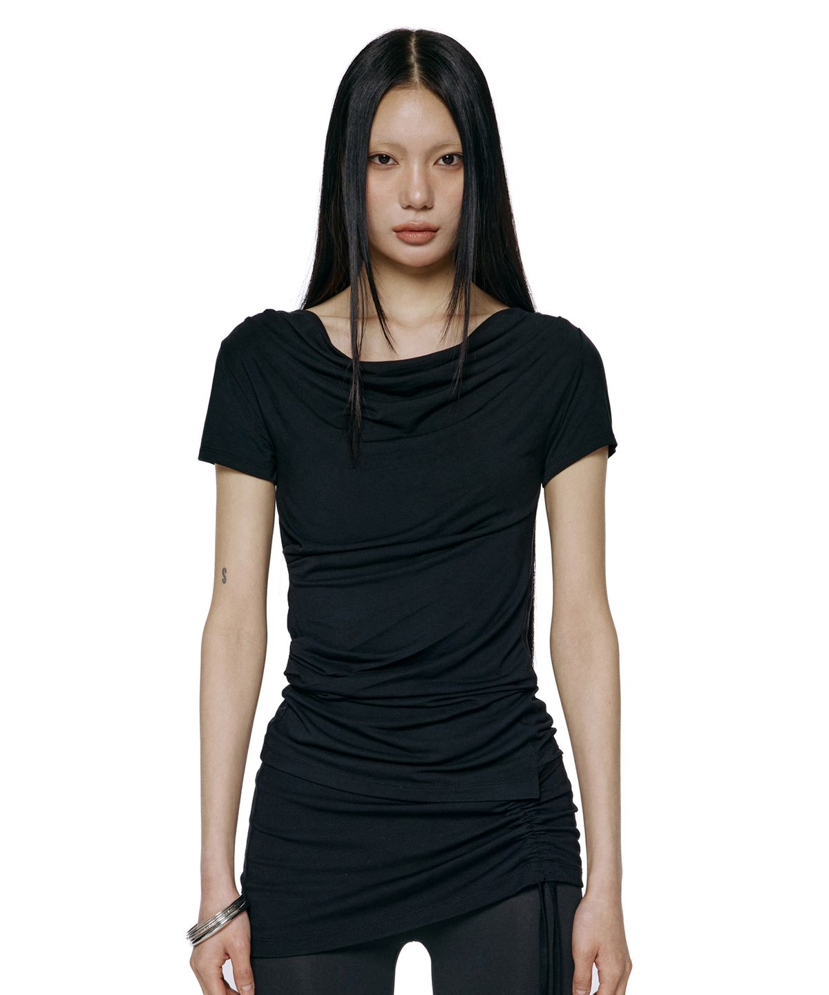 락케이크(ROCKCAKE) Drape Essential Top - Black