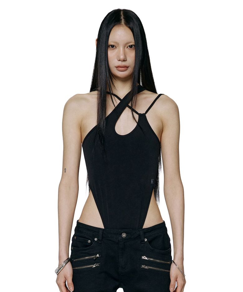 Cross Strap Bodysuit - Black