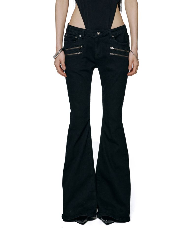 Raven Zipper Bootcut Jeans - Black