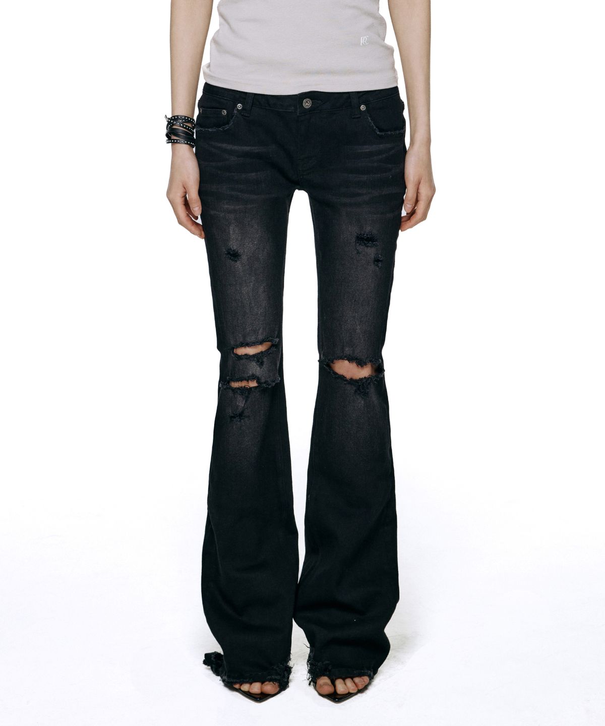 락케이크(ROCKCAKE) Layne Low Rise Bootcut Jeans - Black