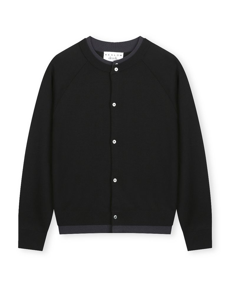 [비슬로우X데릭]LAYERED CREW NECK CARDIGAN BLACK