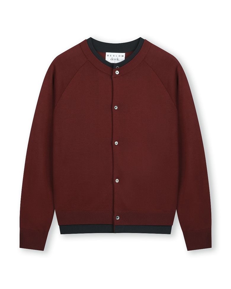 [비슬로우X데릭]LAYERED CREW NECK CARDIGAN BURGUNDY