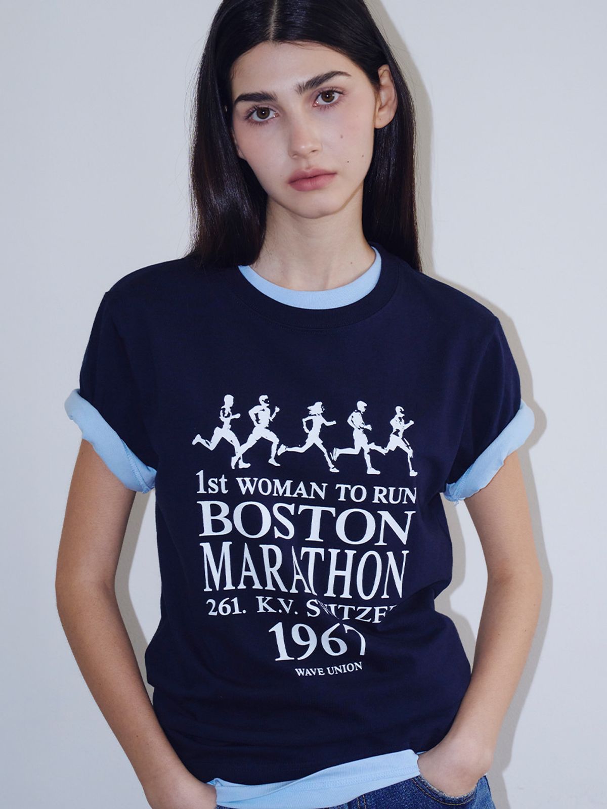 웨이브유니온(WAVE UNION) Kathrine T-shirt Navy