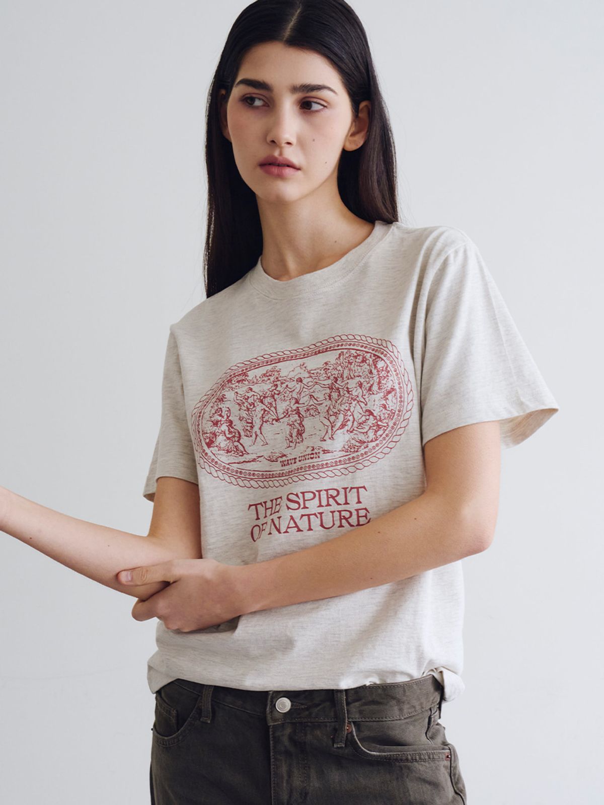 웨이브유니온(WAVE UNION) Nymphs T-shirt Heather oatmeal