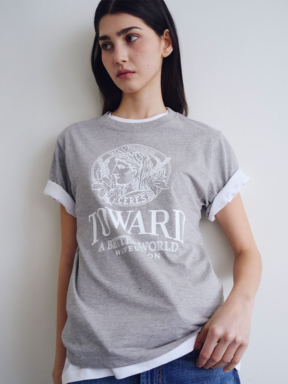 웨이브유니온(WAVE UNION) Toward T-shirt Heather dark gray