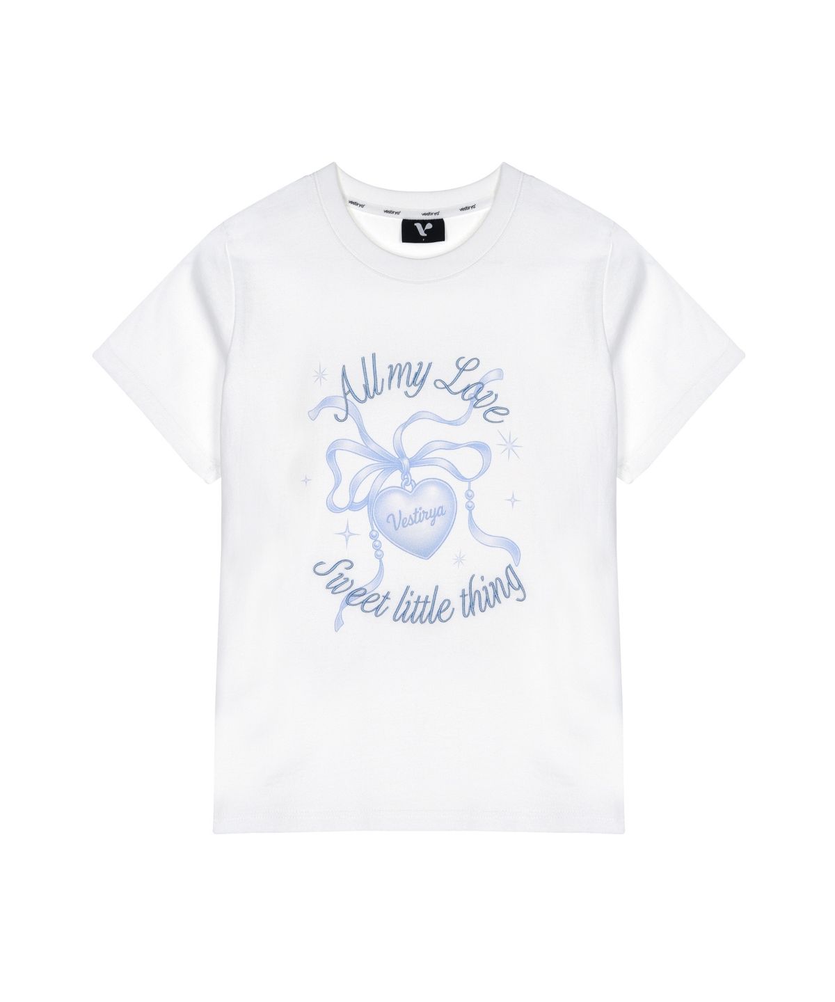 베스티리아(VESTIRYA) Heart Charm Graphic T-shirts White