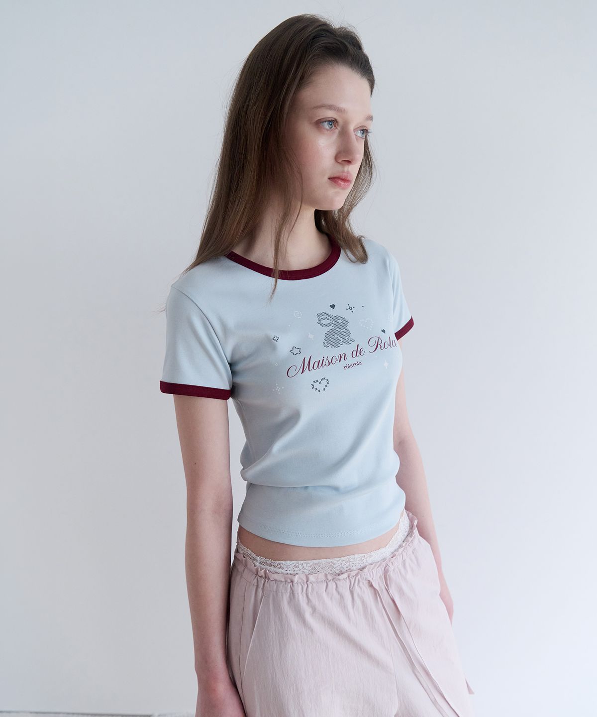로라로라(ROLAROLA) RORABBIT FRIENDS RINGER T-SHIRT BLUE