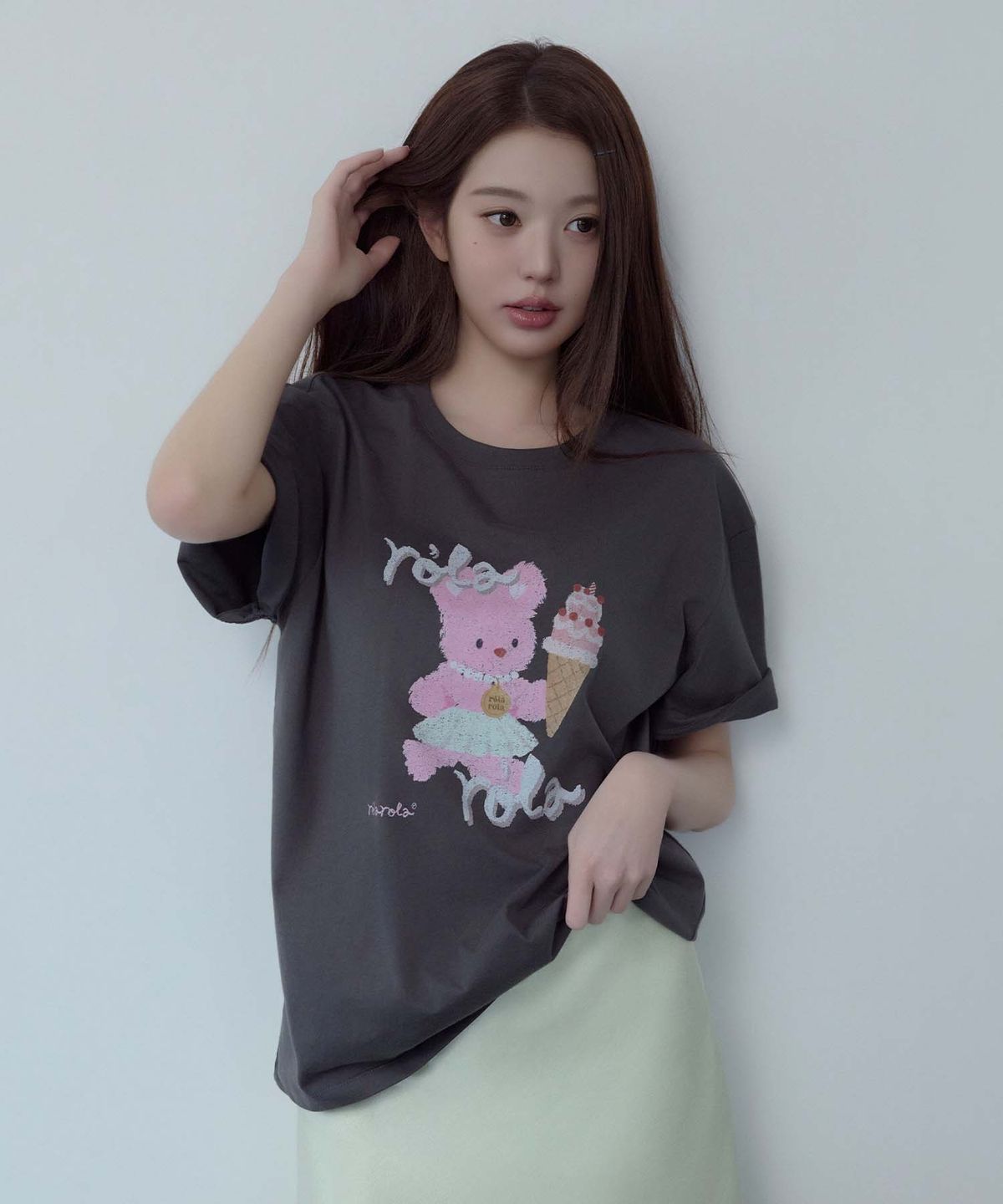 로라로라(ROLAROLA) RORABBIT FRIENDS T-SHIRT CHARCOAL