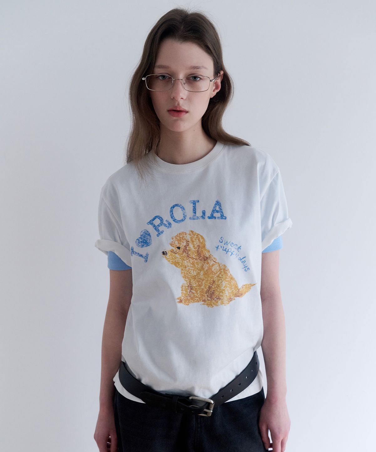 로라로라(ROLAROLA) I LOVE ROLA PUPPY FRIENDS T-SHIRT WHITE